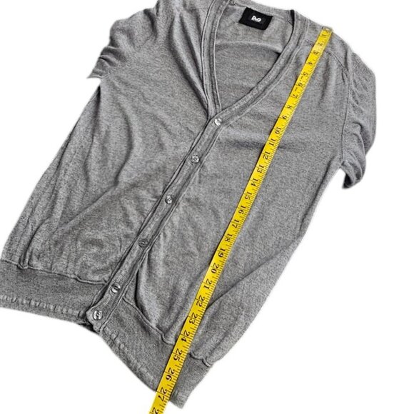 Dolce & Gabanna D&G Short Sleeve Silk Cotton Button Up Cardigan, Gray, 50 / US L - Picture 8 of 12